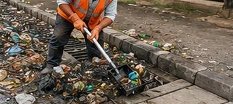GI02 lifting debris during a drain-cleaning demonstration